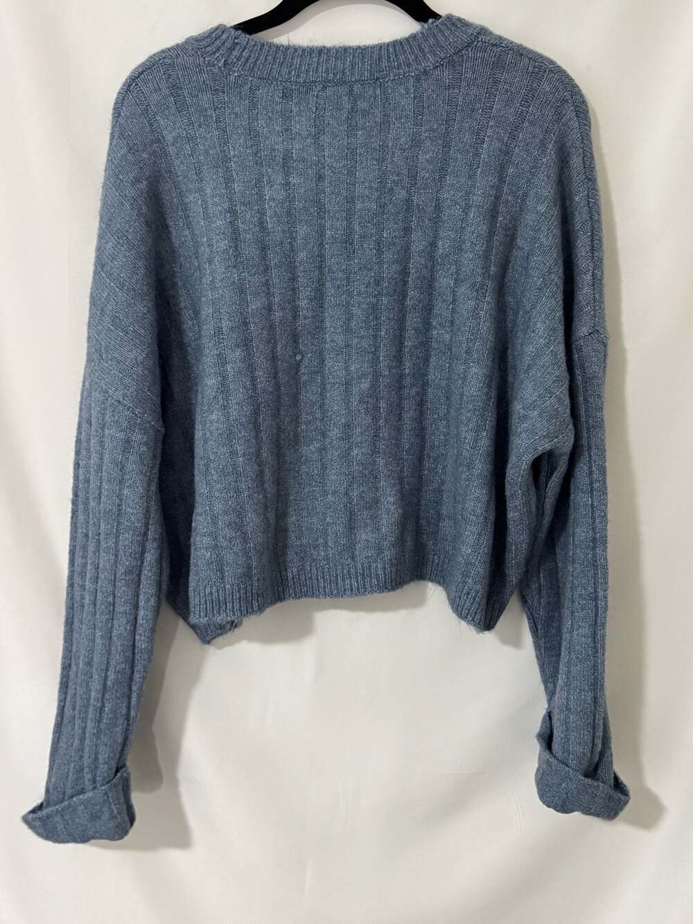 Sincerely Jules Blue Ribbed Cropped Sweater Size M
